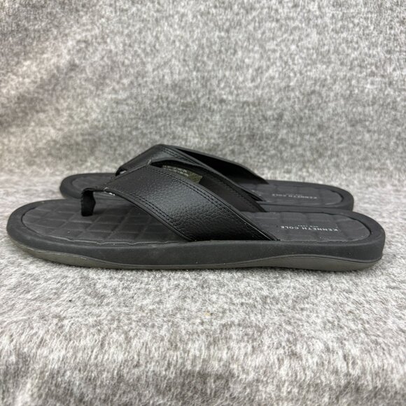 ✅Kenneth Cole New York Mens 13M Black Textured Flip Flops Thong Sandals Beach - Picture 9 of 11